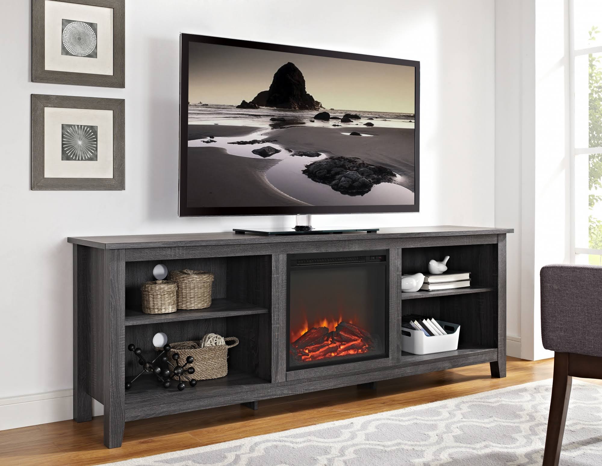 Fireplace TV Media Storage Stand R7139