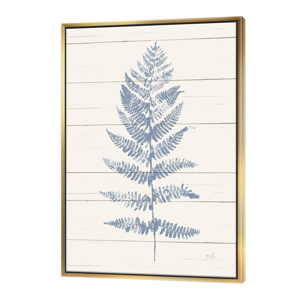 Blue Fern Print on Wood Framed Canvas, 30 inch x 40 inch Z8654