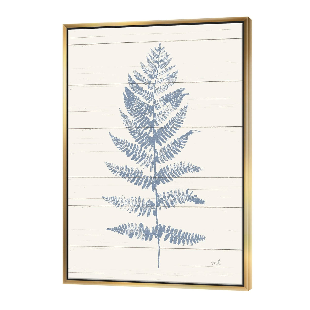 Blue Fern Print on Wood Framed Canvas, 30 inch x 40 inch Z8654