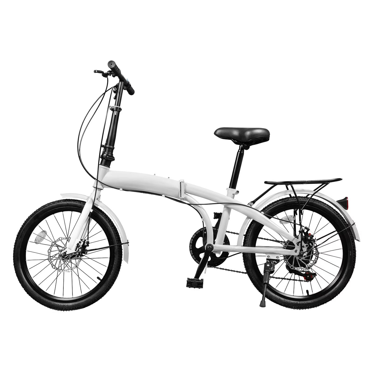 20 inch White Folding Bike with 7-Gear Disc Brakes Aluminum Alloy L131074