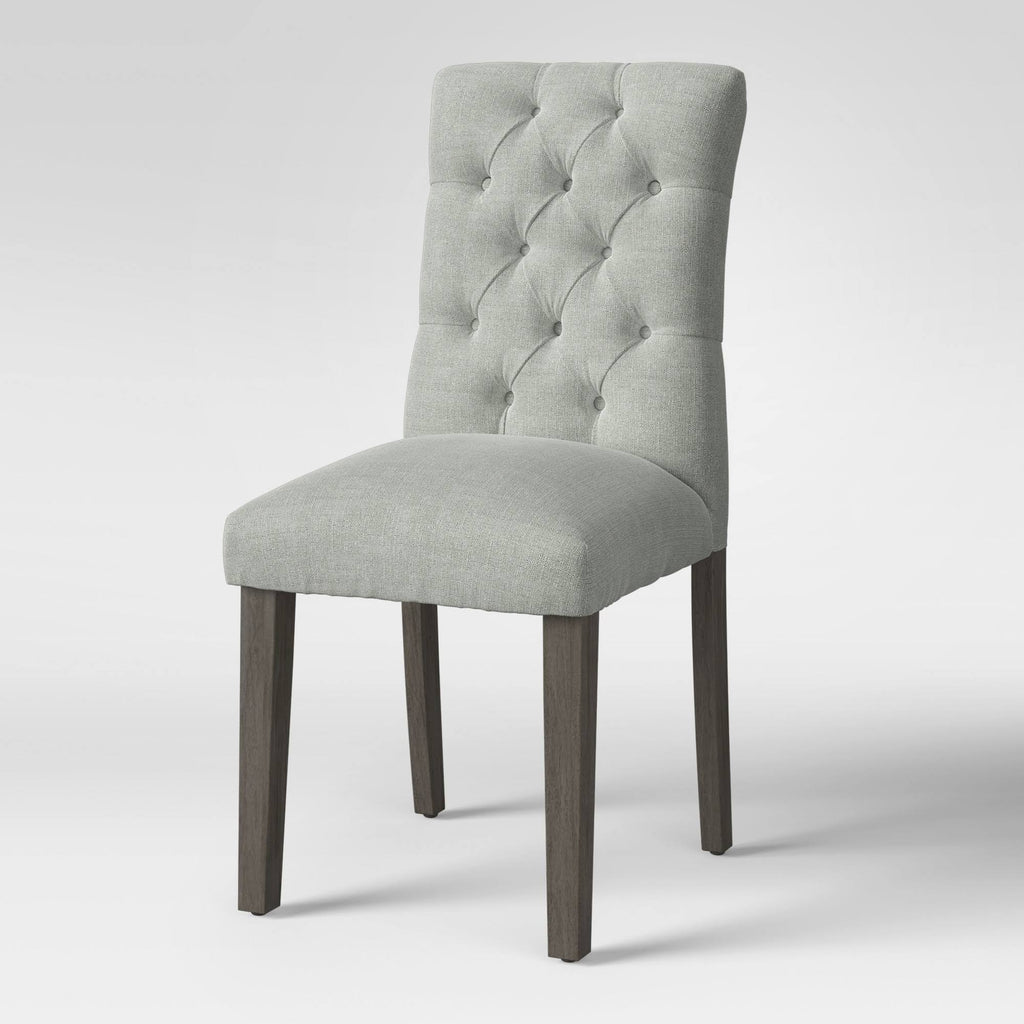 Tufted Dining Chair Gray Wood Finish X50564