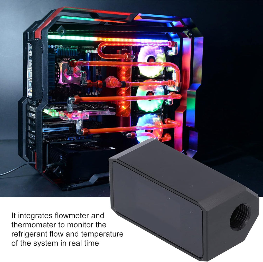 G1/4 Inline PC Water Cooling Flow Meter with OLED Display H9810