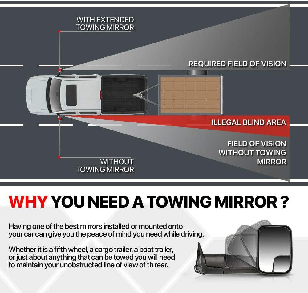 Clip On Towing Mirror Extensions, Dual Glass, Pack of 2 G226
