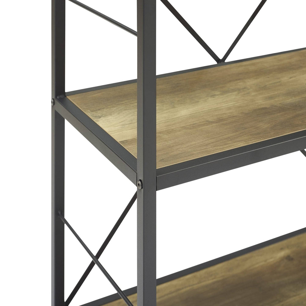 30x22 Five Shelf Laminate Wood and Metal Utility Shelf Dark Walnut R674