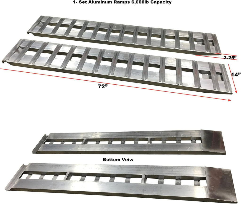 Aluminum Trailer Ramps, Set of Two, 6000lb Capacity, 14" Wide, 72" Long I428813