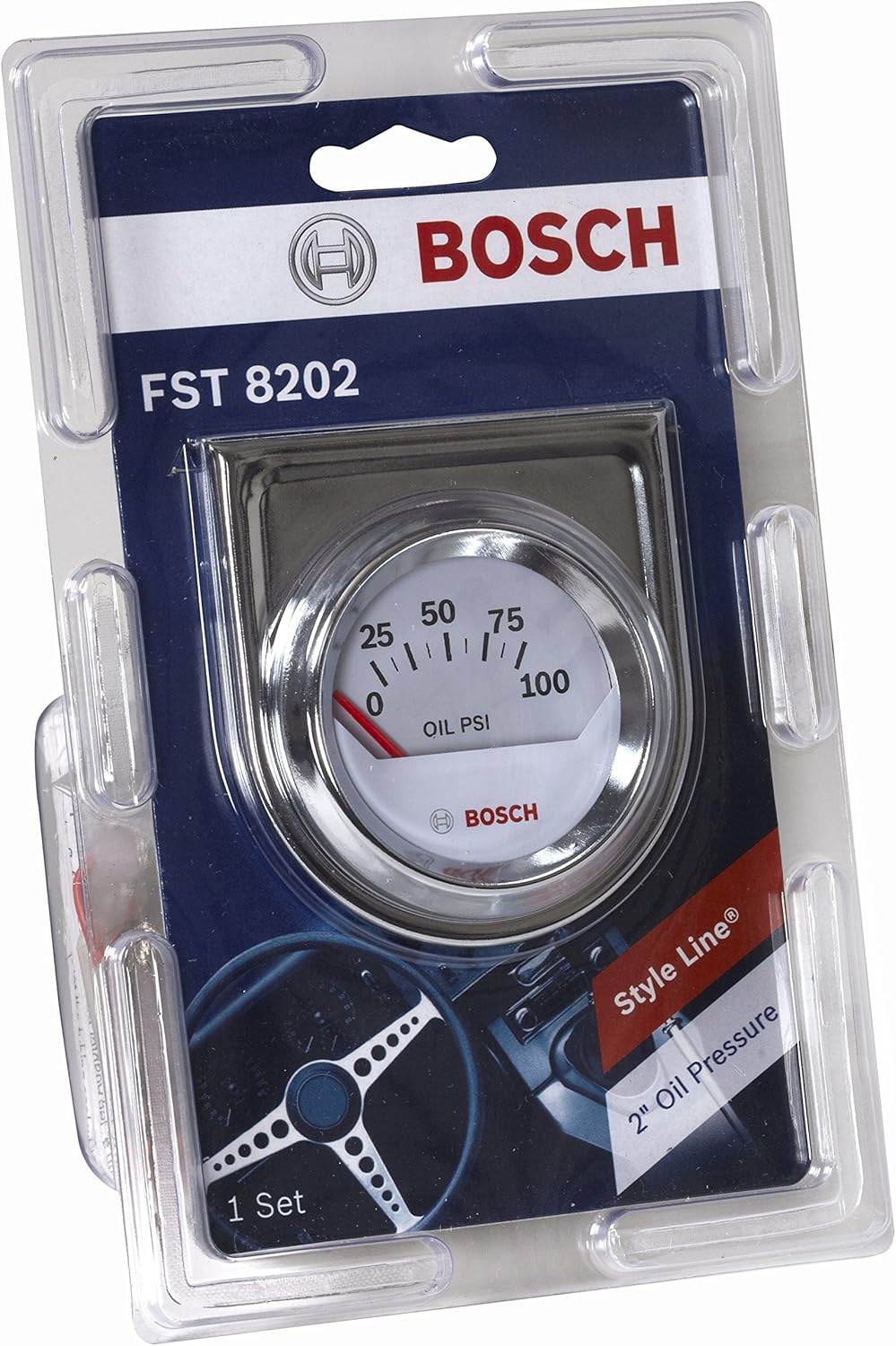 2" Electrical Oil Pressure Gauge White Dial Face Chrome Bezel Pack of 2 H2552