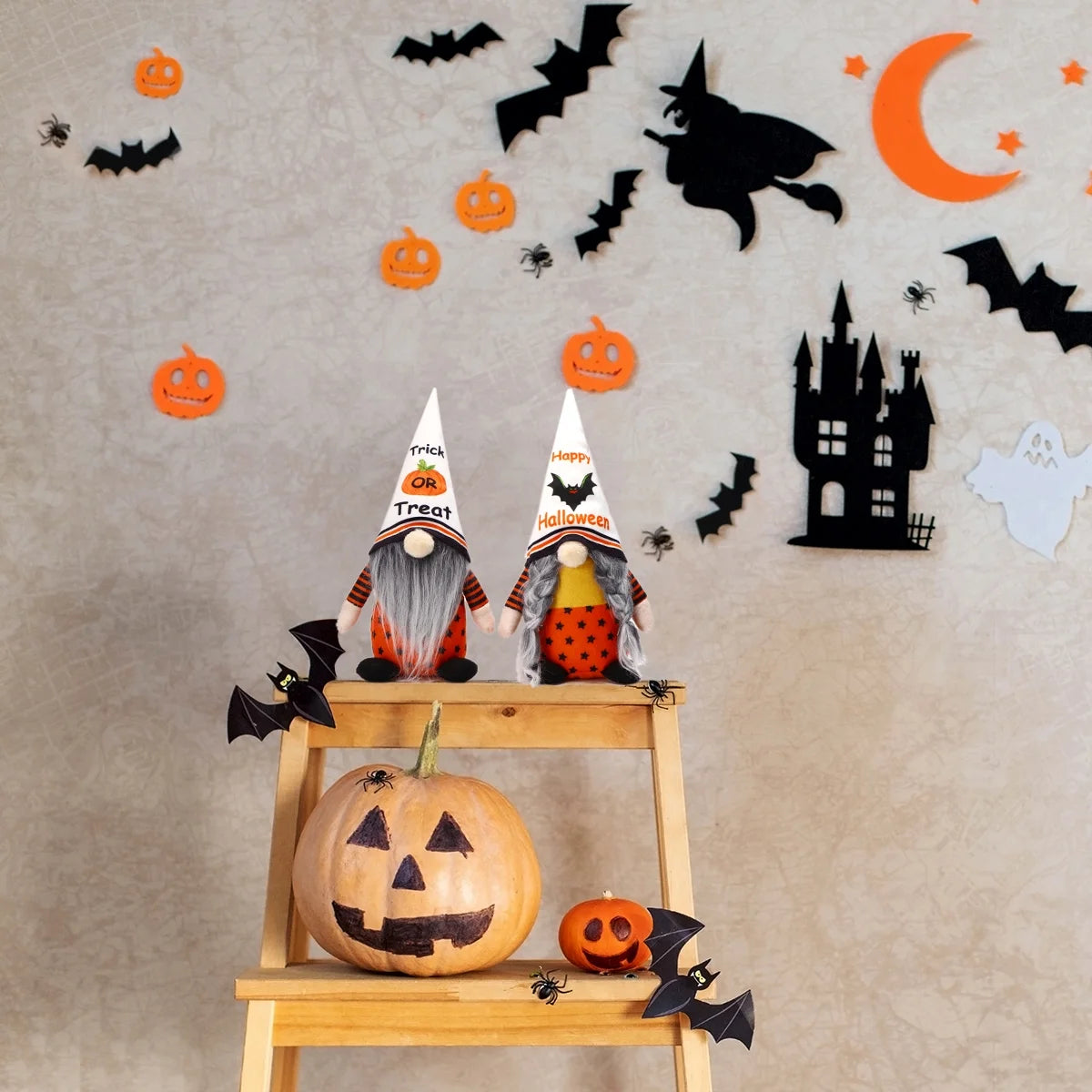 Set of 2 Halloween Gnome Plush Doll S8286