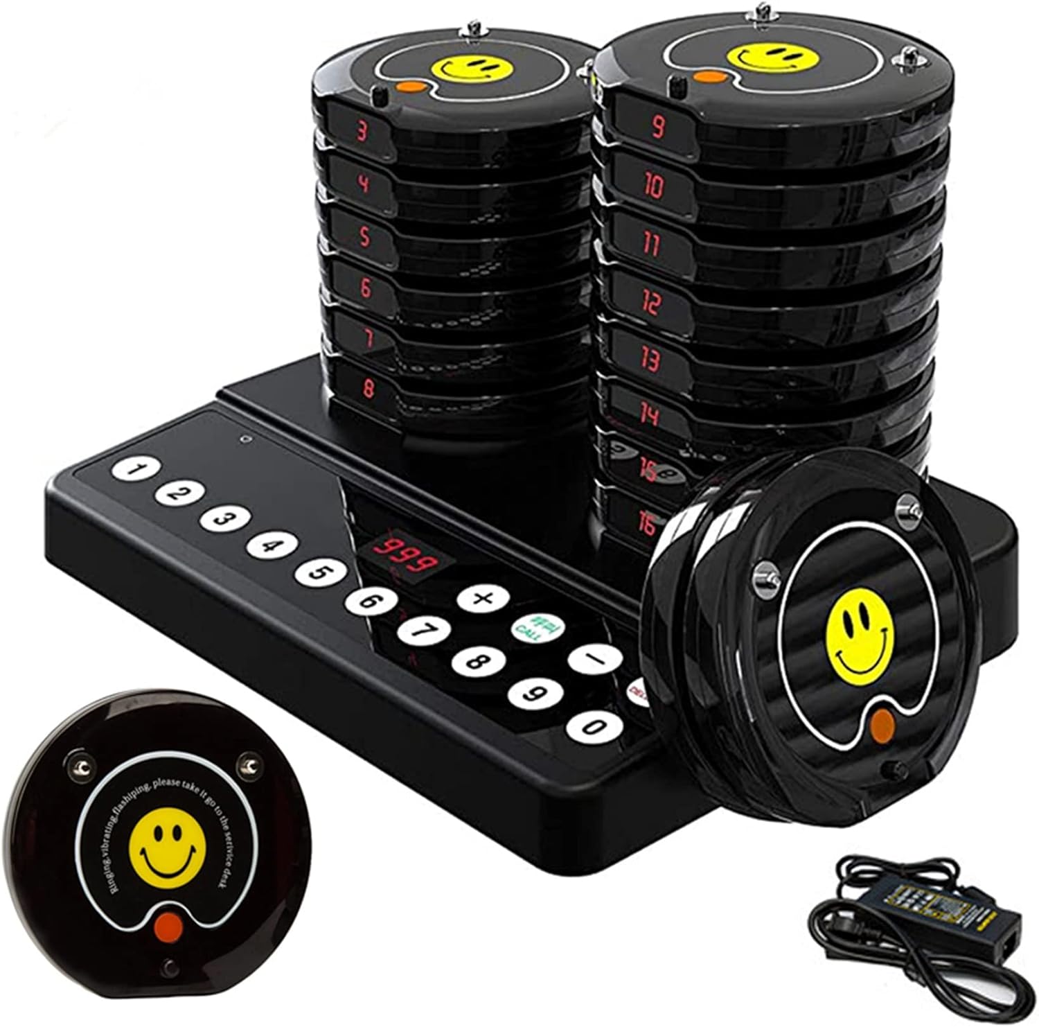 Wireless Restaurant Paging System with 20 Coaster Pagers and 1 Numeric Keypad Transmitter U31842