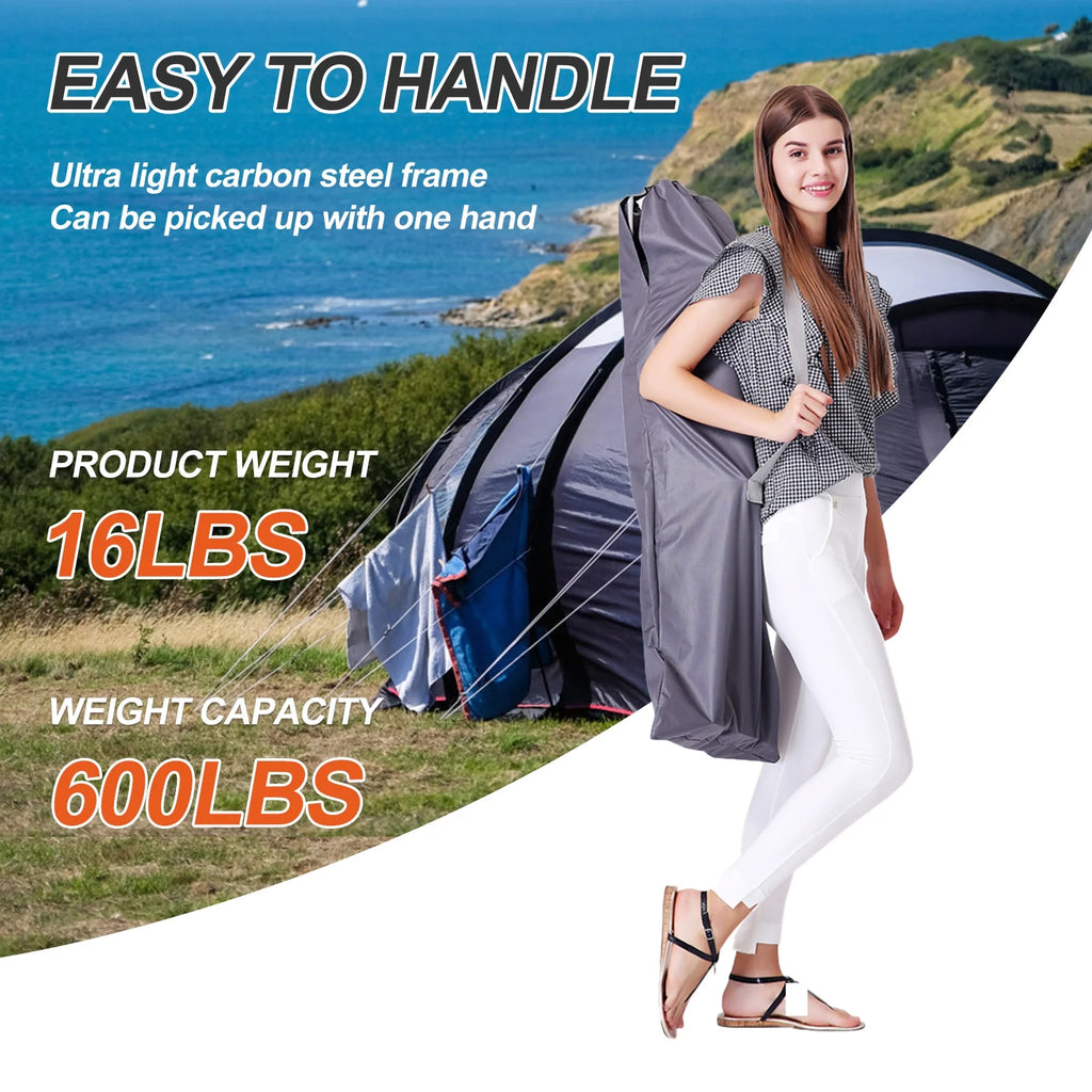 Folding Camping Cot with Mattress and Carry Bag, Black Gray, 75x28x14 Inch S7748