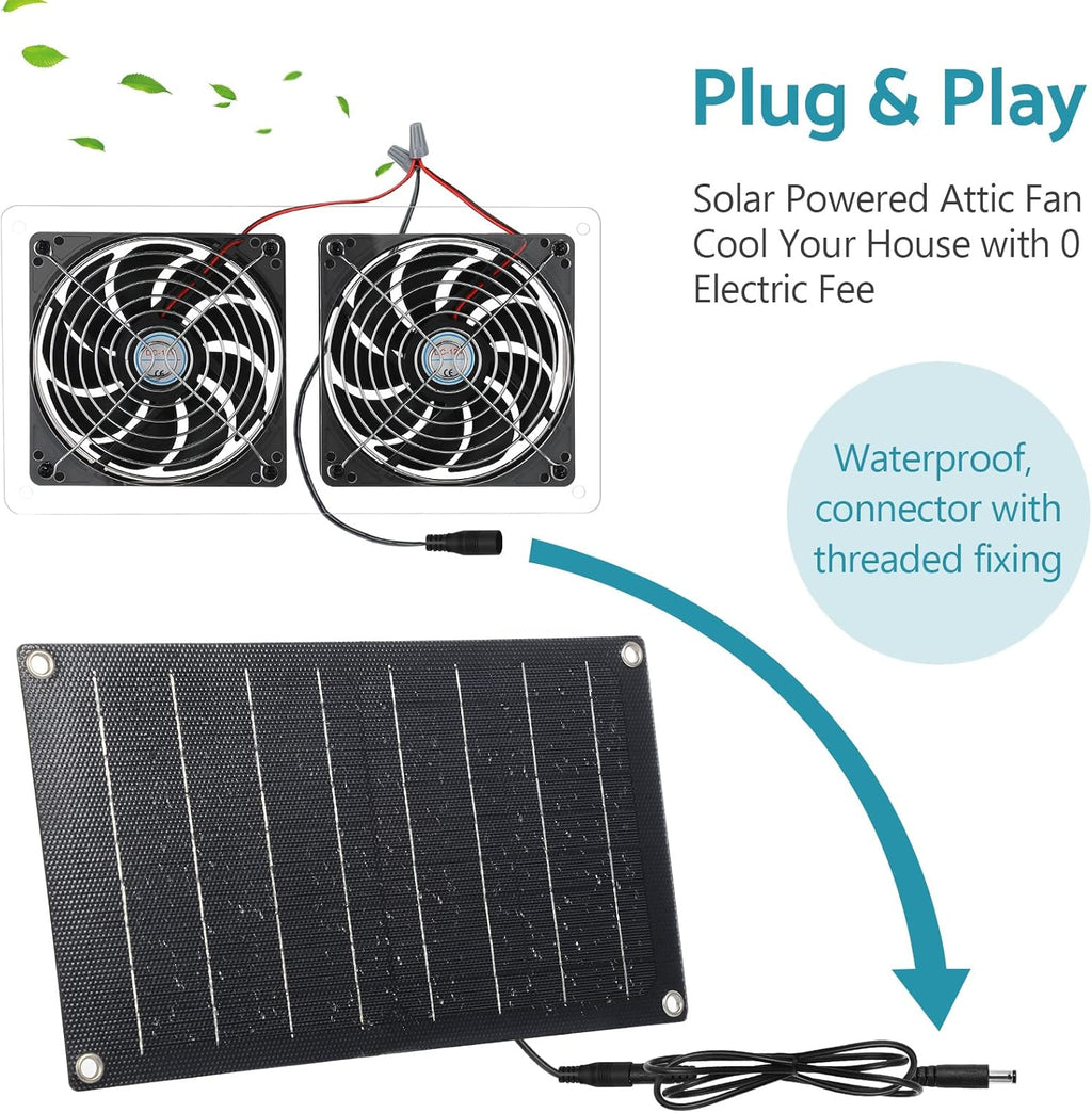 Solar Powered Dual Fan 10W 12V Exhaust Fan Pack of 2 W9760