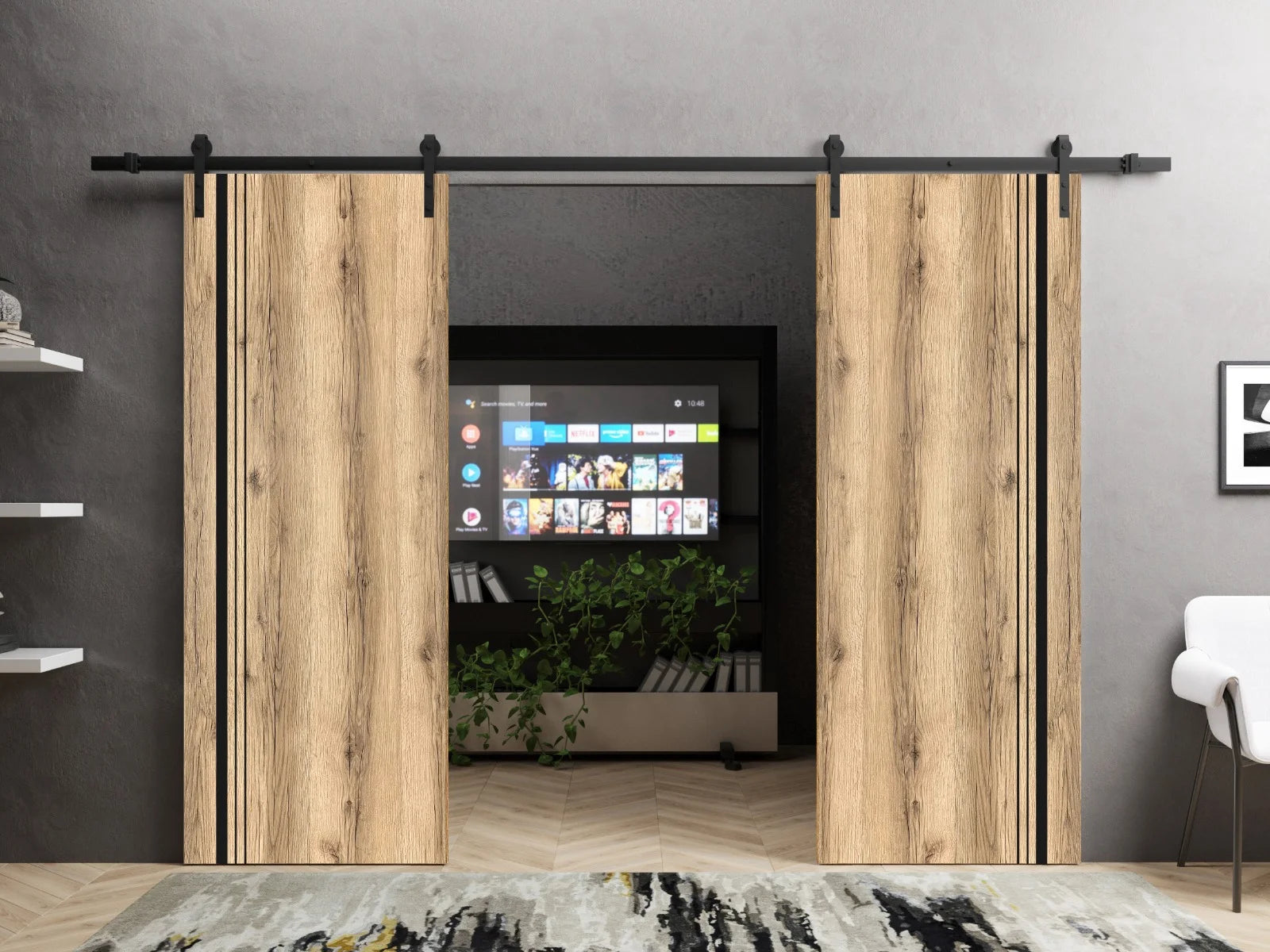 Double Barn Door 36 x 80 inches with Frosted Glass O54099