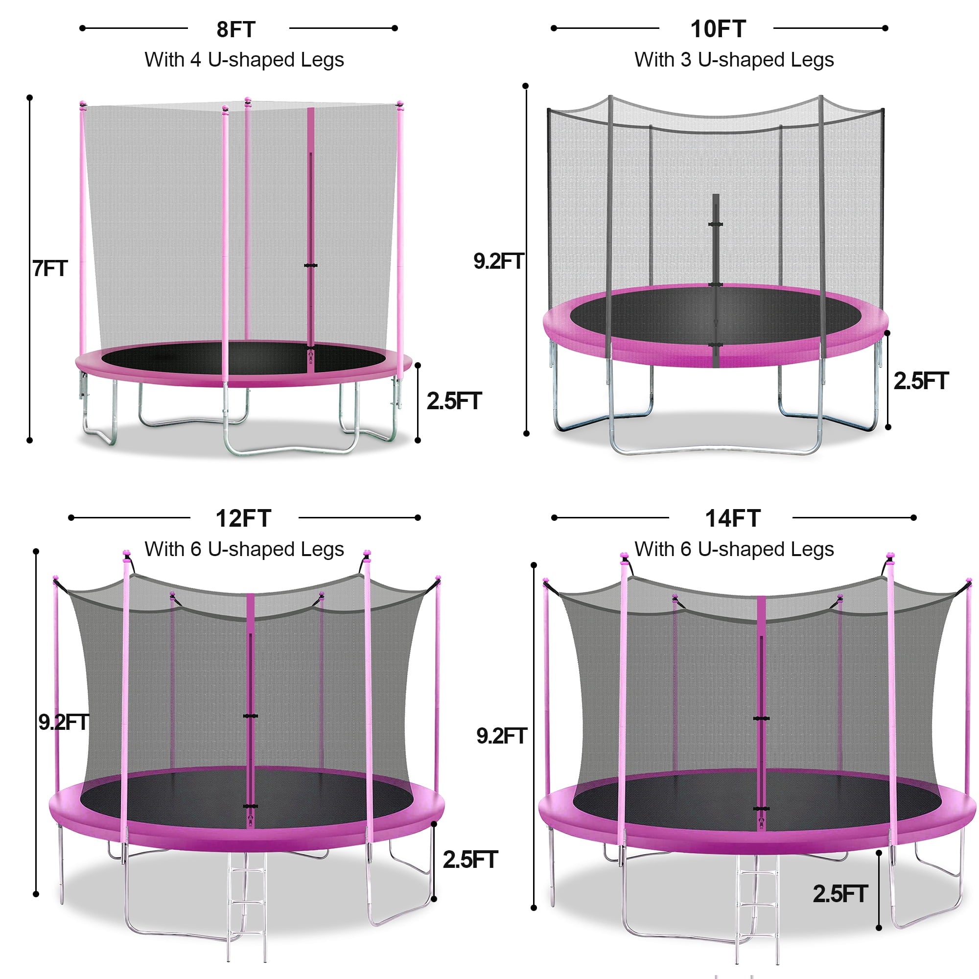 14 ft Rectangle Trampoline with Enclosure Net and PVC Spring Cover Padding U135129