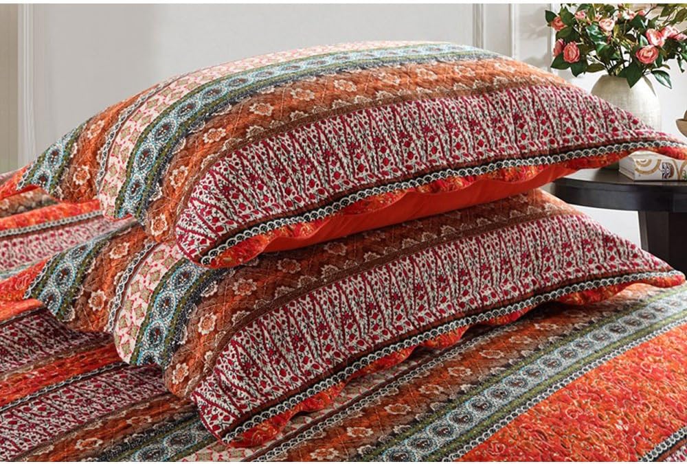 King Size Cotton Patchwork Bedspread Quilt Set V7289