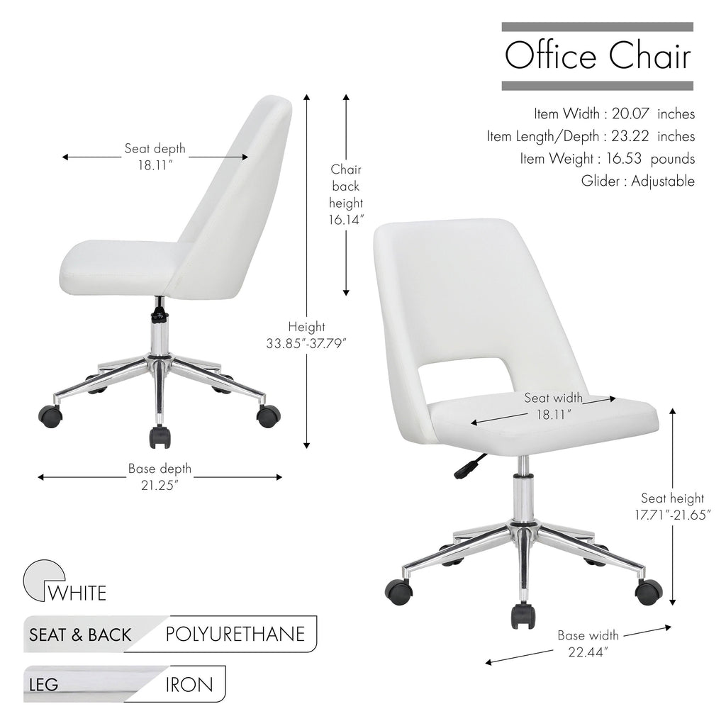 White Fabric Office Task Chair R1109