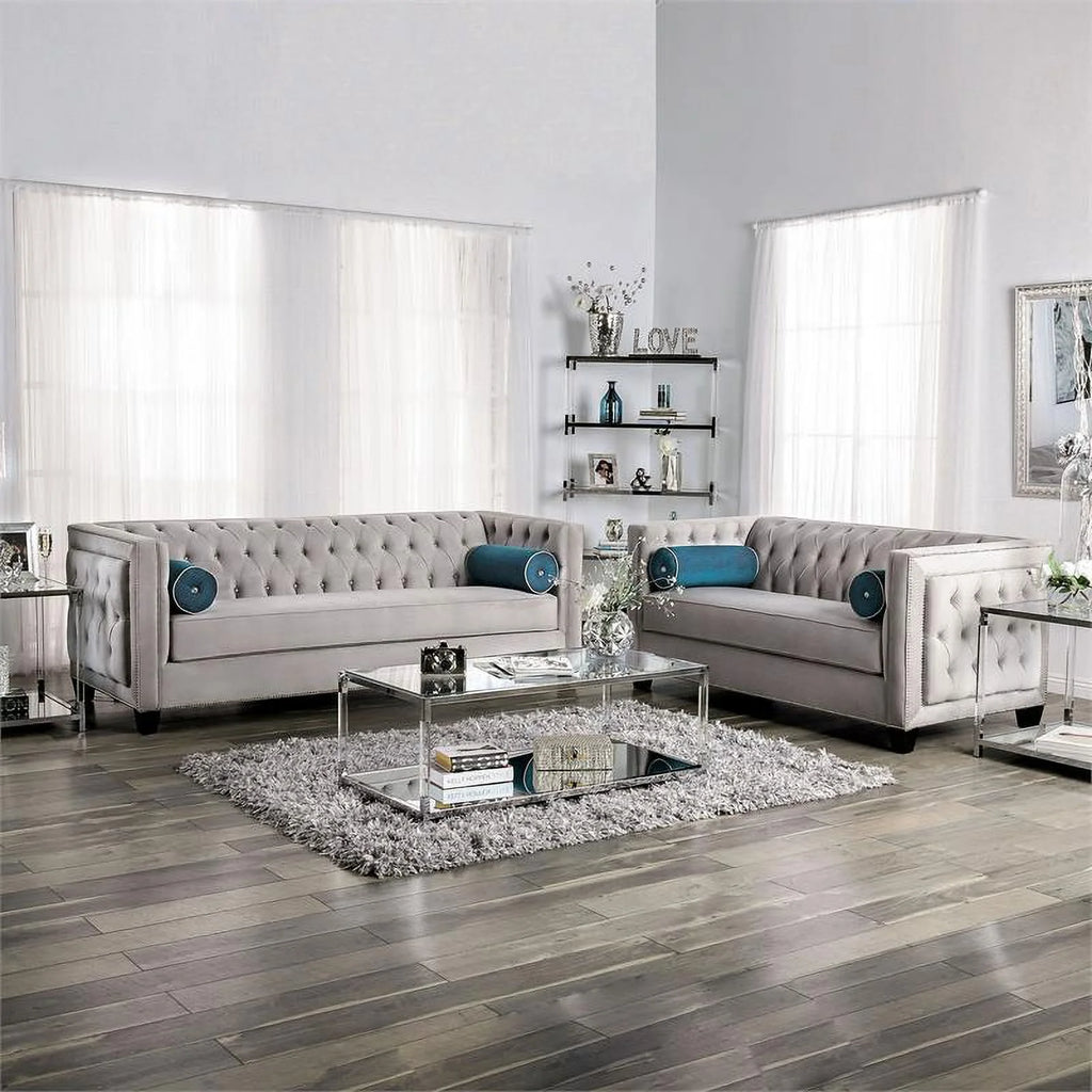 Gray Fabric Sofa and Cleaning Care Kit Set V80252