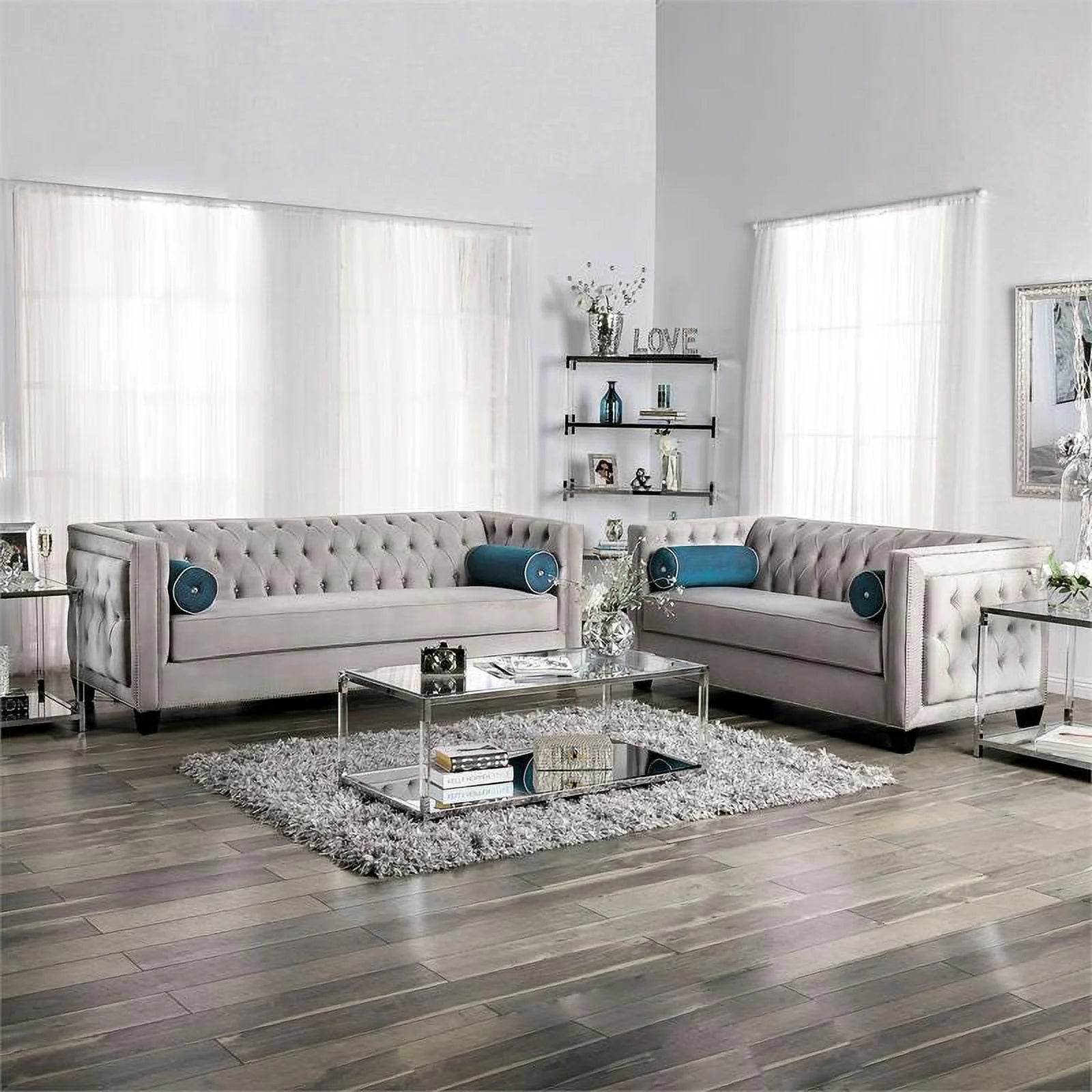 Gray Fabric Sofa and Cleaning Care Kit Set V80252