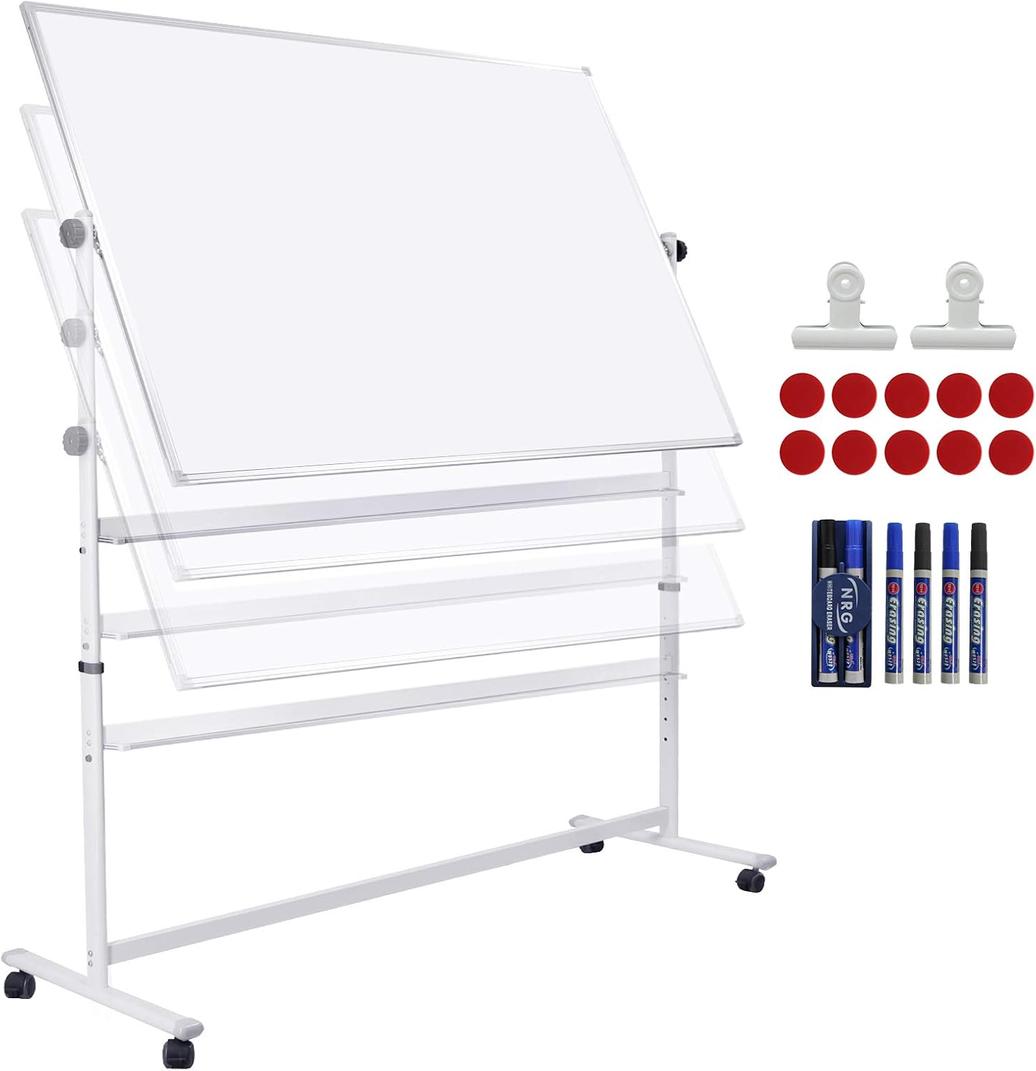 48x36 Height Adjustable Double Sided Magnetic Whiteboard with Stand J228429