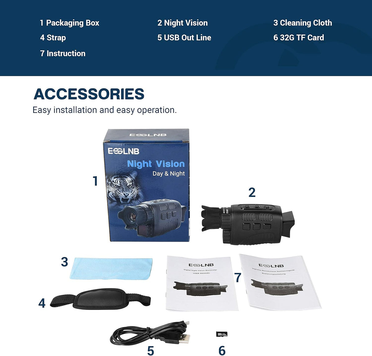 Night Vision Monocular 4X Infrared 960P with 32G TF Card Y444409