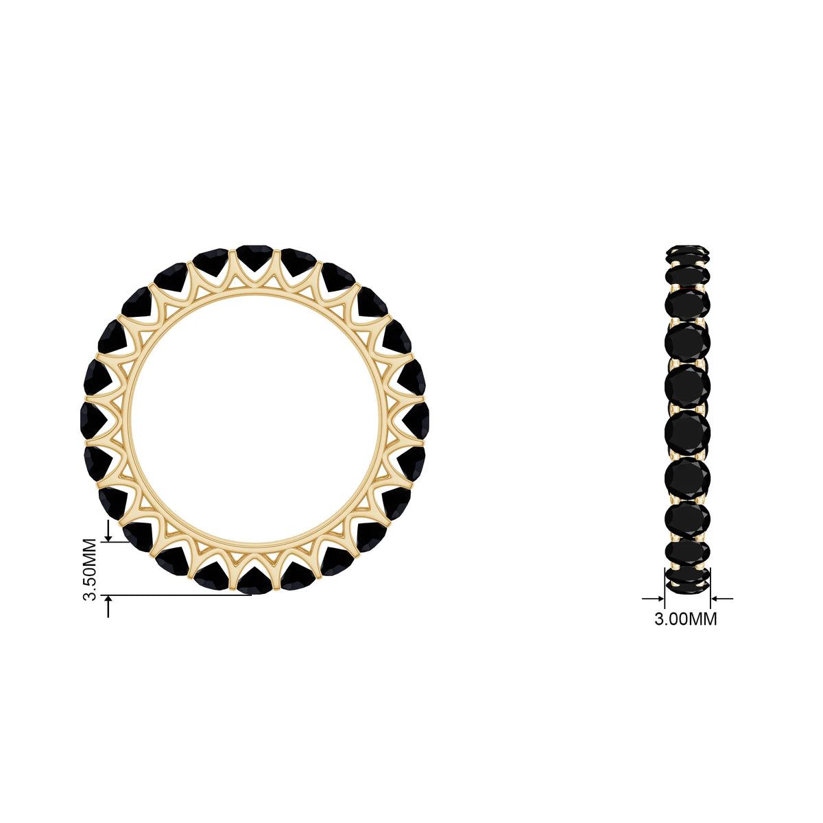 Black Onyx Eternity Ring 10K Yellow Gold X38583