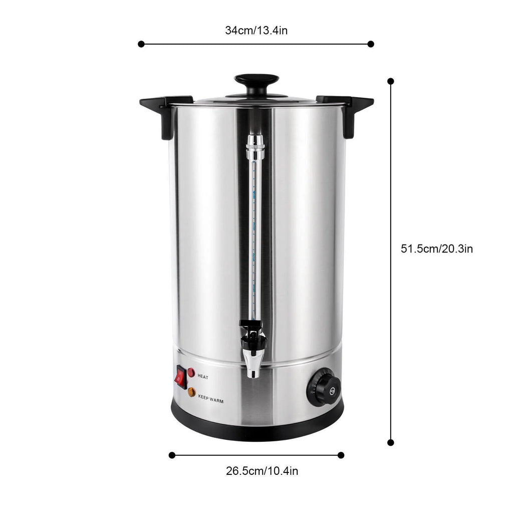 15L Stainless Steel Electric Tea Urn Hot Water Boiler 1400W X363