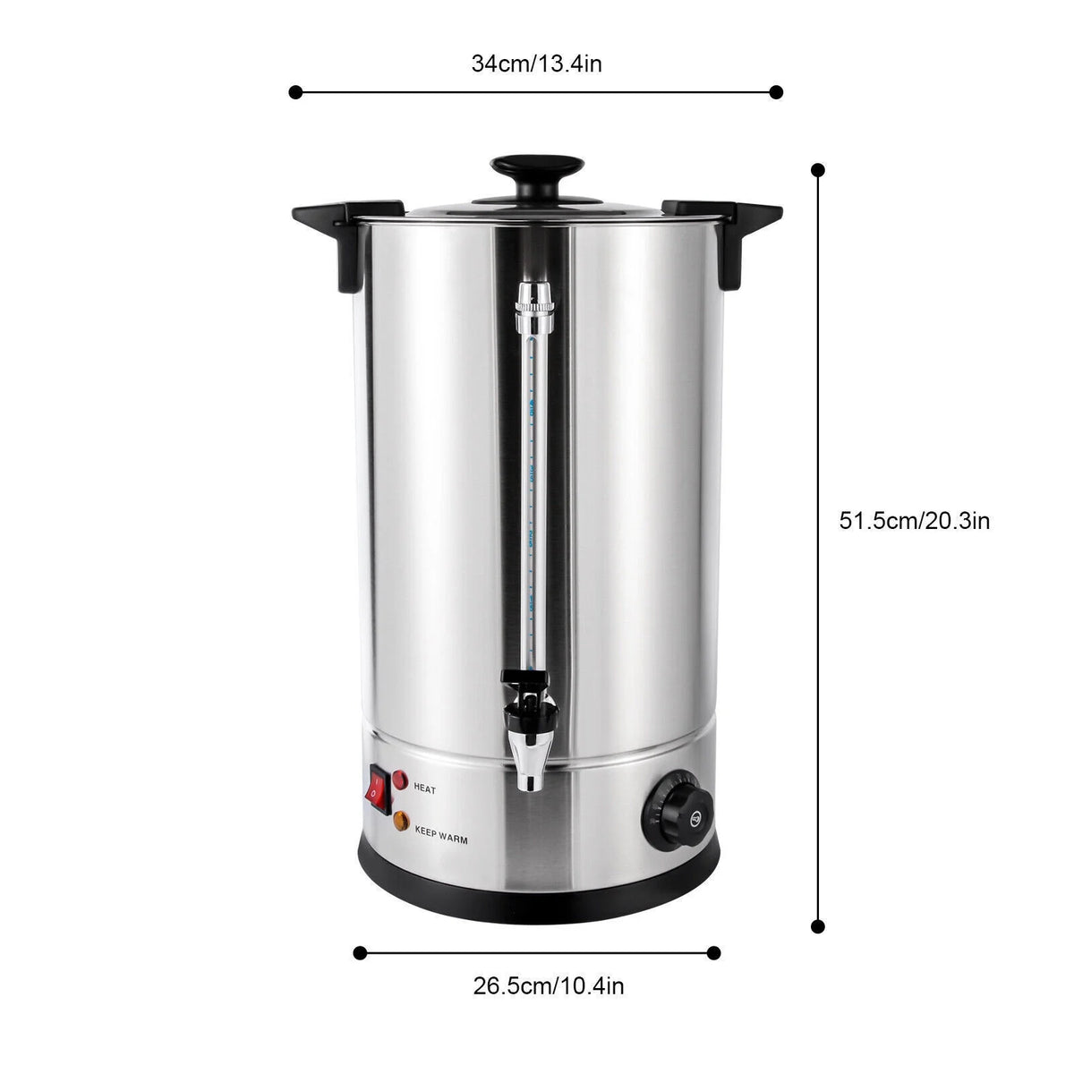 15L Stainless Steel Electric Tea Urn Hot Water Boiler 1400W X363