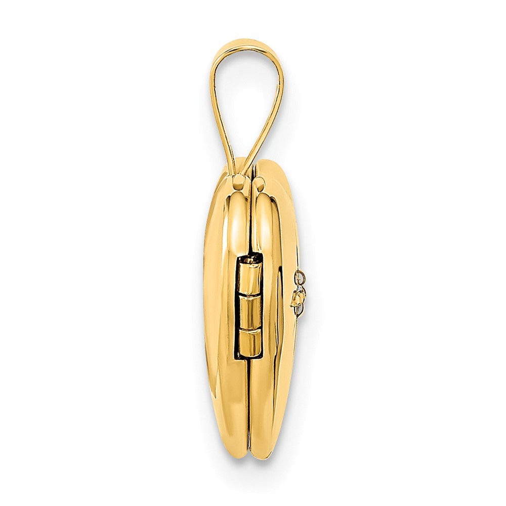 14k Gold 12mm .01ct. Diamond Photo Locket Pendant Necklace D3613