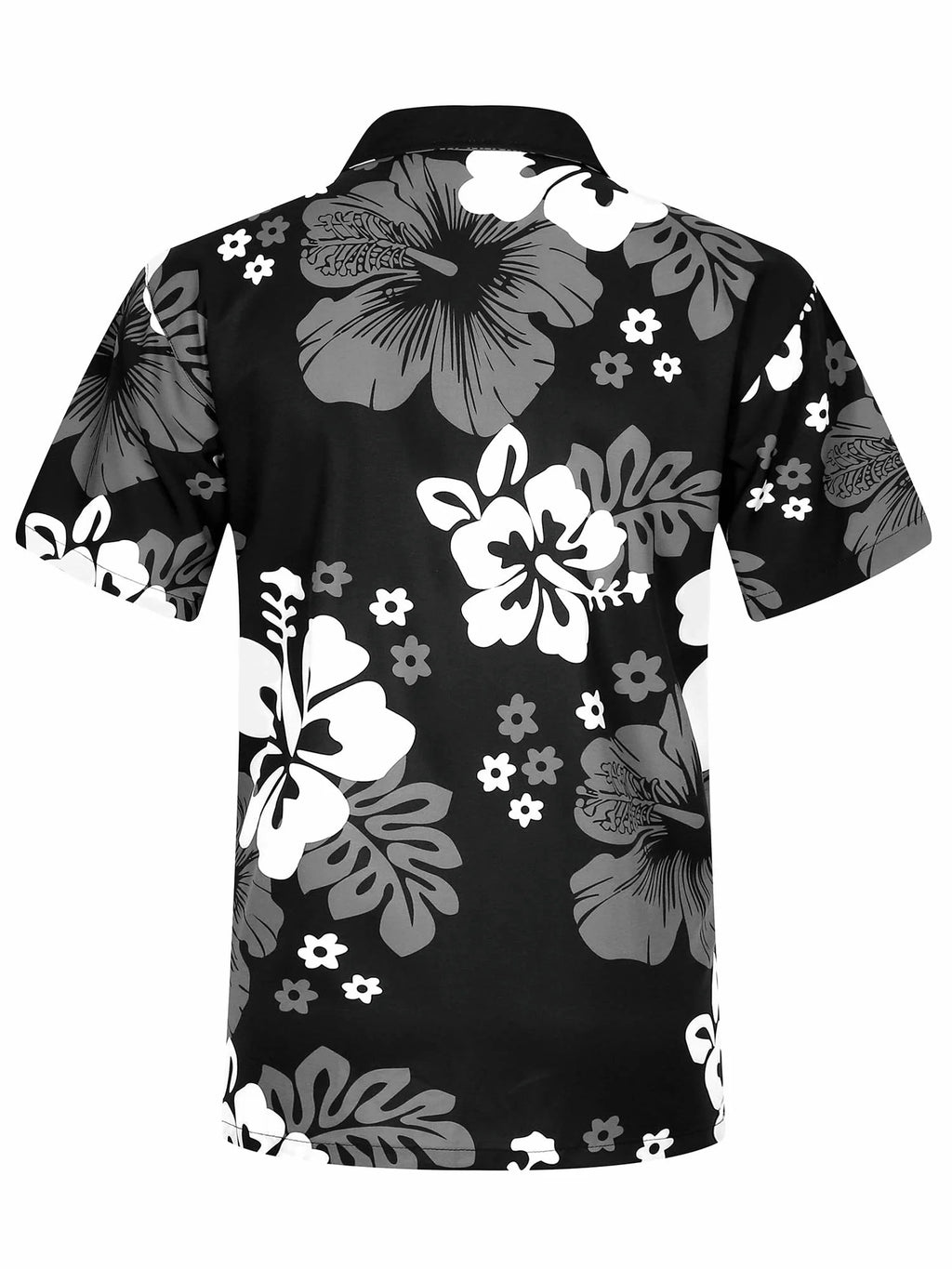 Men’s Short Sleeve Casual Button Down Shirts With Pocket Floral Black 2XL L920422