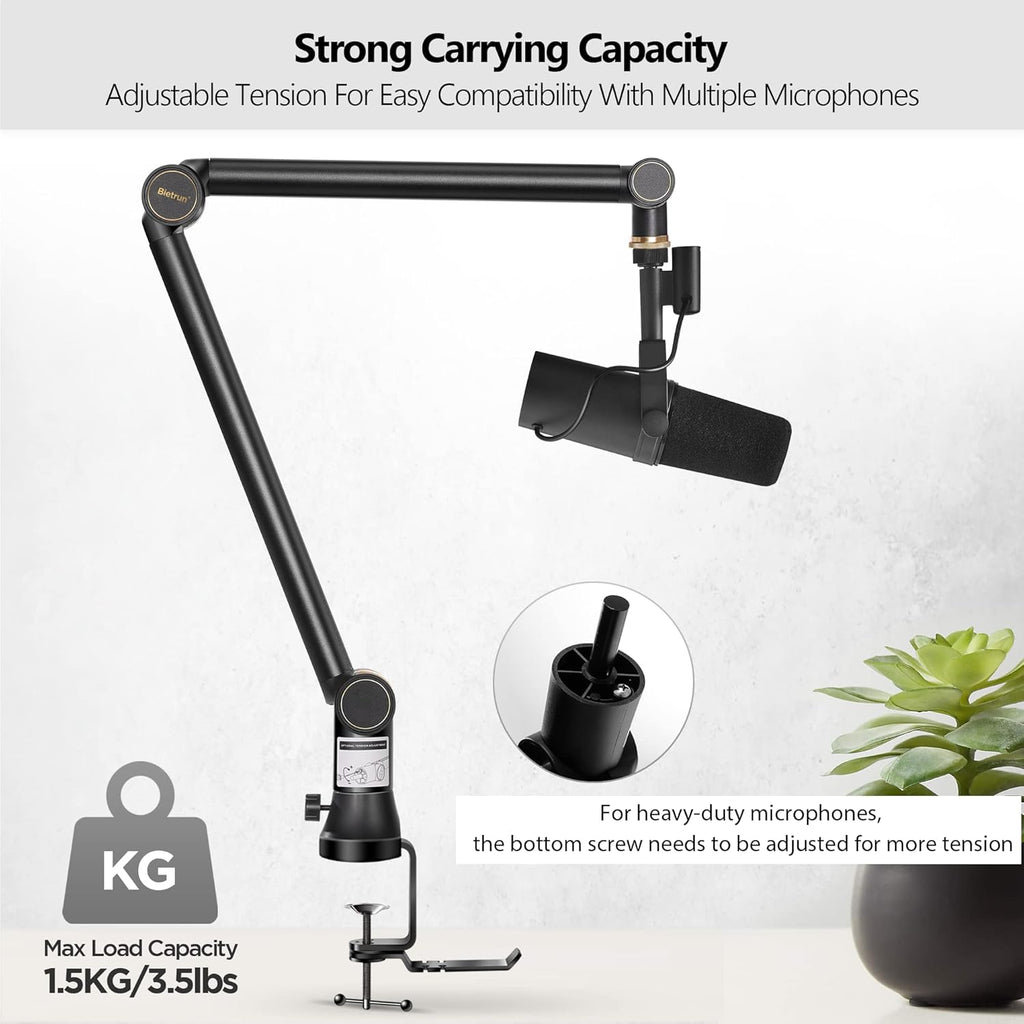 Mic Boom Arm with 3/8 to 5/8 Adapter, Heavy Duty Metal Desk Mount Stand, Pack of 2 C346