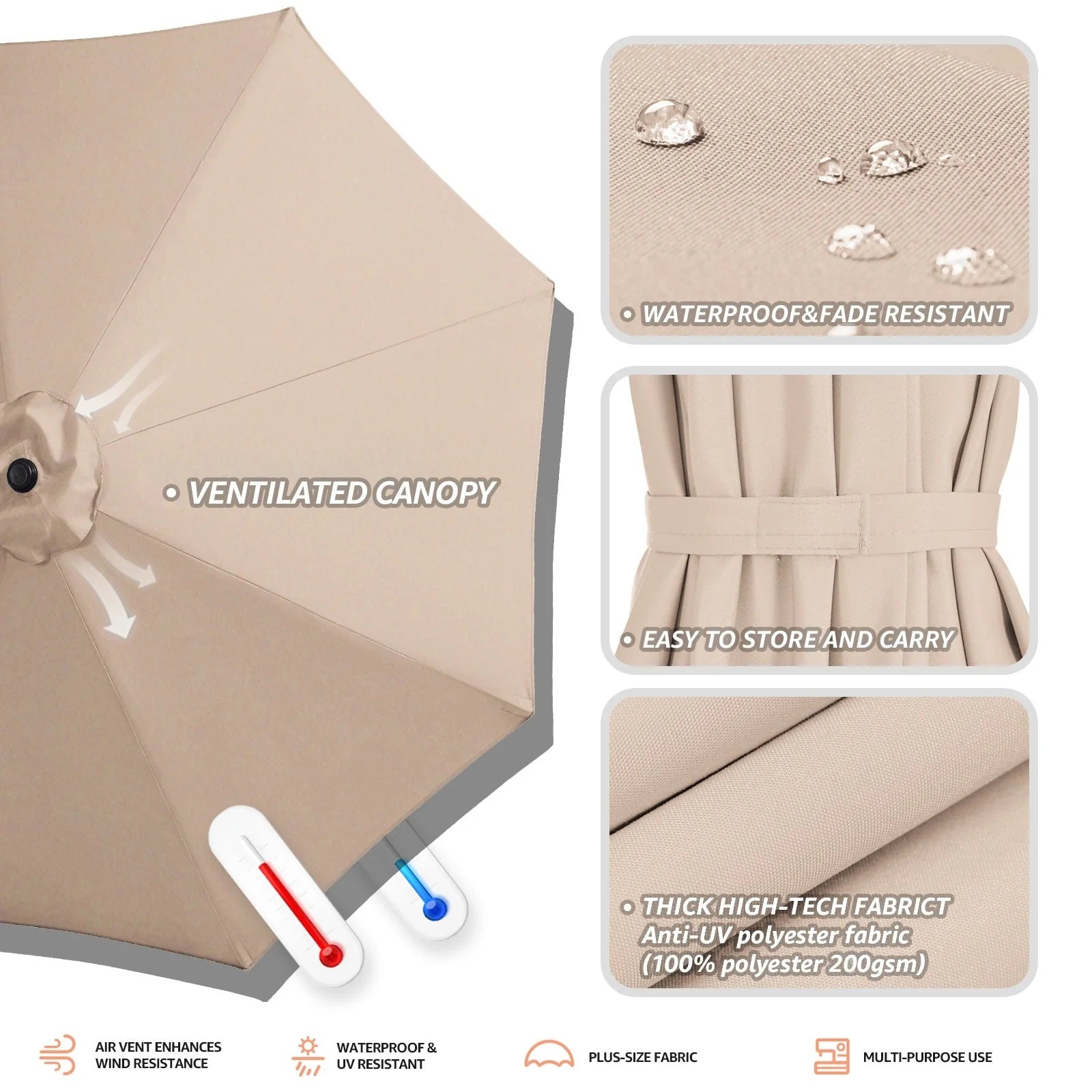 Beige 10 ft Patio Umbrella Z78487
