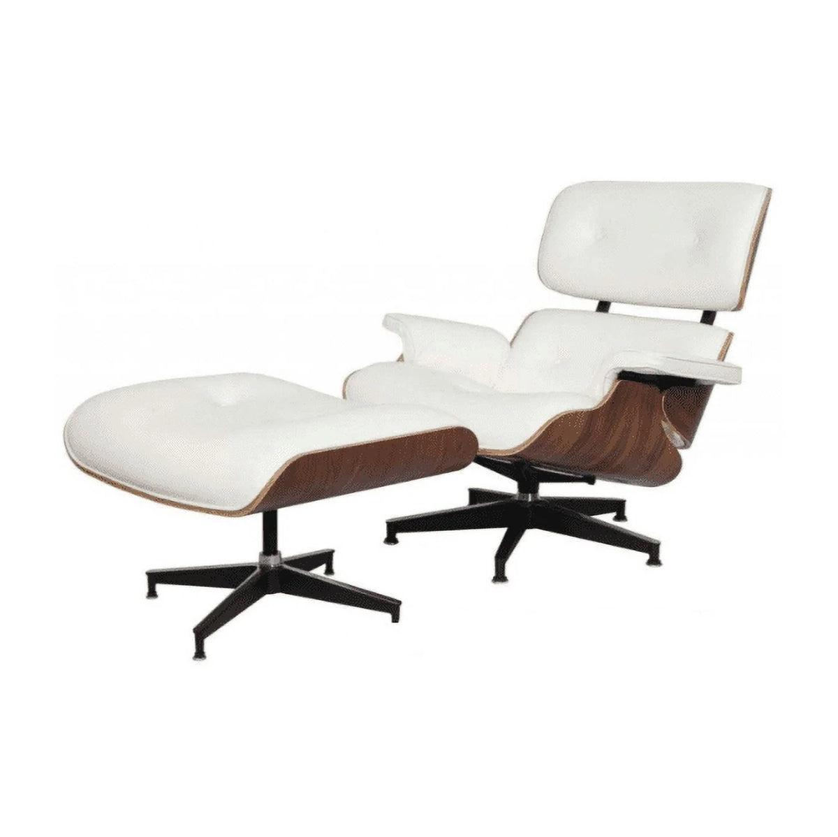 Rice White Walnut Lounge Chair & Ottoman I972954
