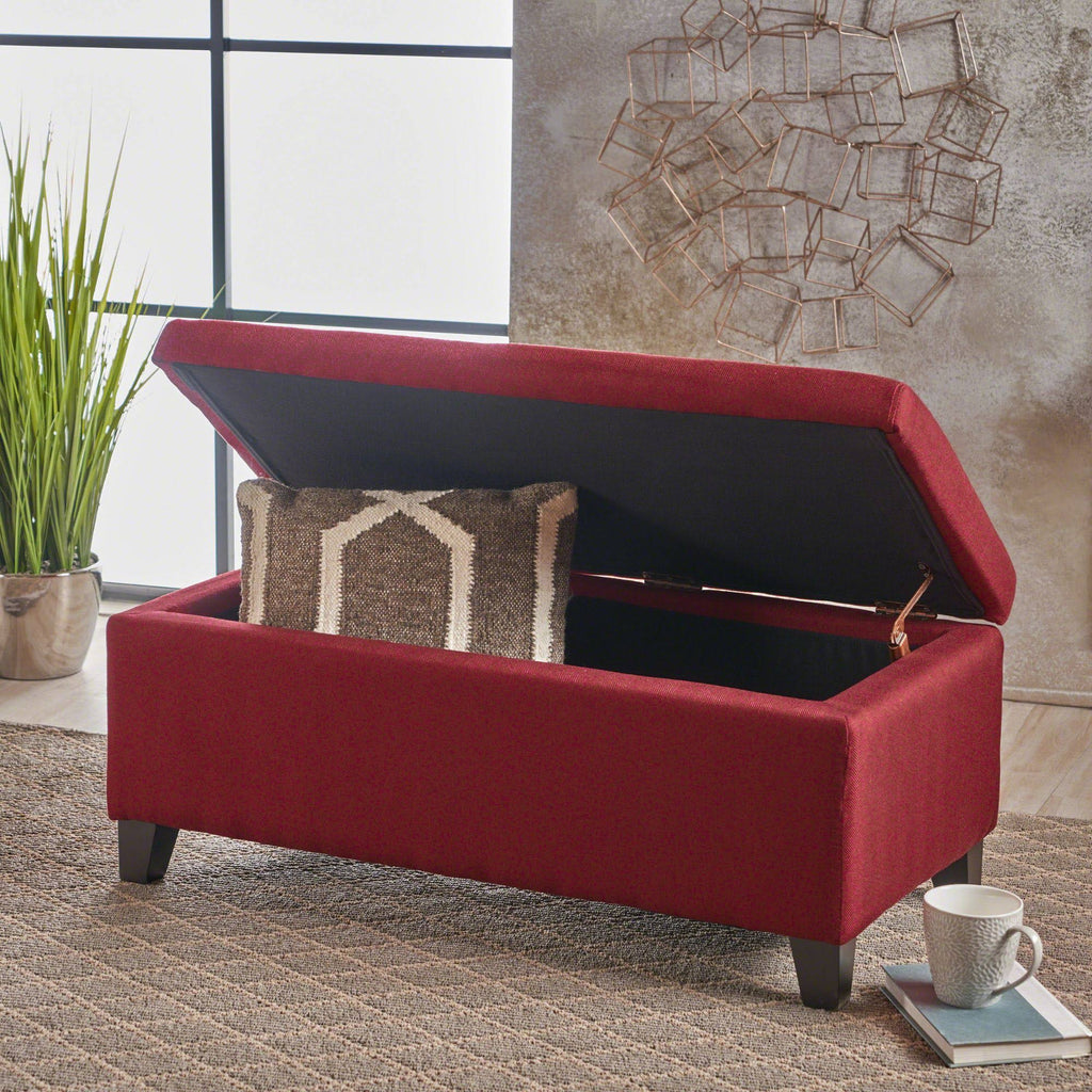Red and Brown Rectangular Storage Ottoman X25529