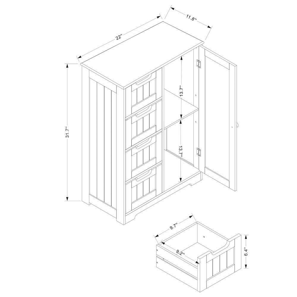 White 4-Drawer Wood Bathroom Storage Cabinet R788152