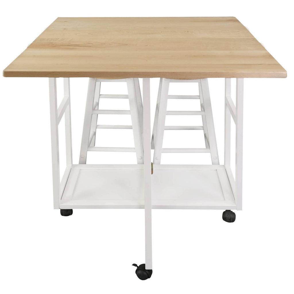 American Maple Drop Leaf Table Top Breakfast Cart Natural White T4856