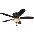 52-in Oil-Rubbed Bronze LED Indoor Flush Mount Ceiling Fan with Light Kit (5-Blade) W512485
