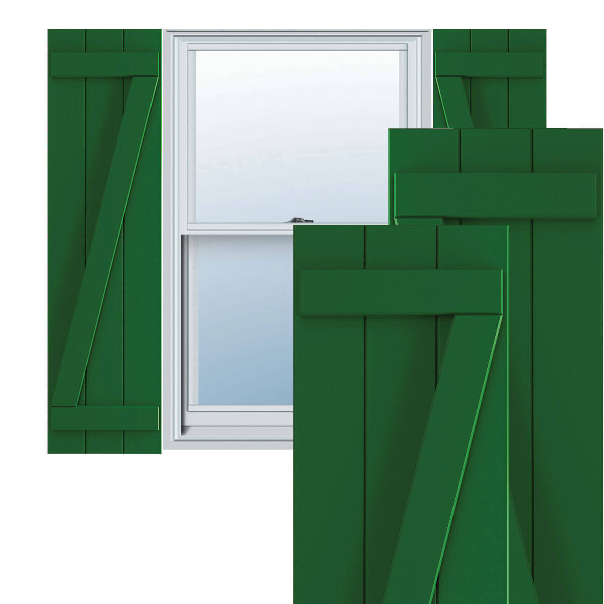 16 1/8x22W x 39x22H PVC Three Board Joined Board-n-Batten Shutters I795