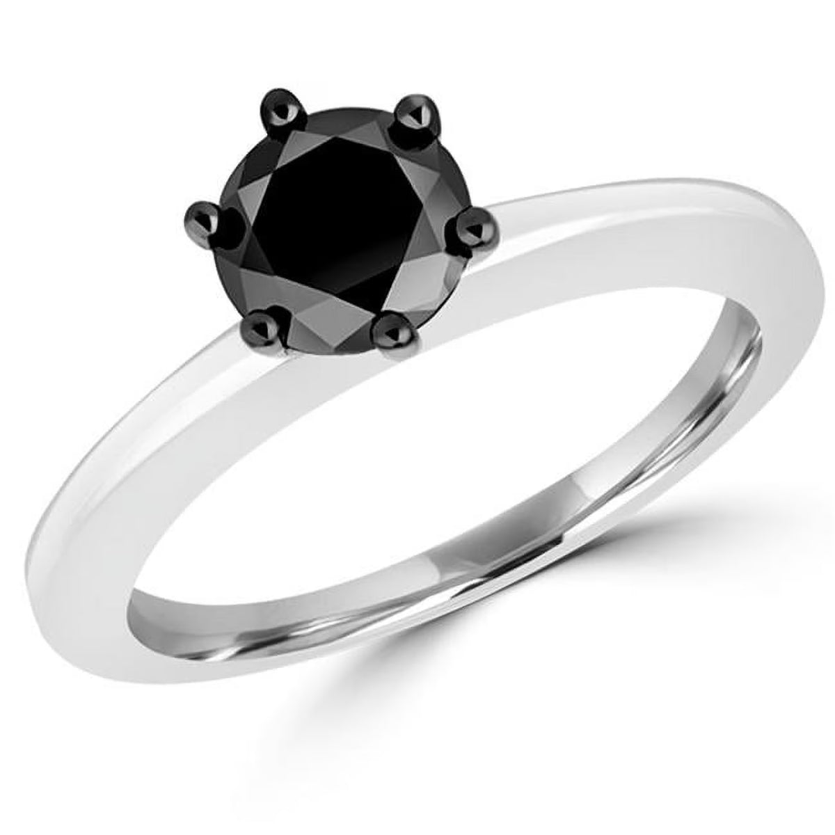 1.5 CT Round Black Diamond Solitaire Engagement Ring in 10K N443761