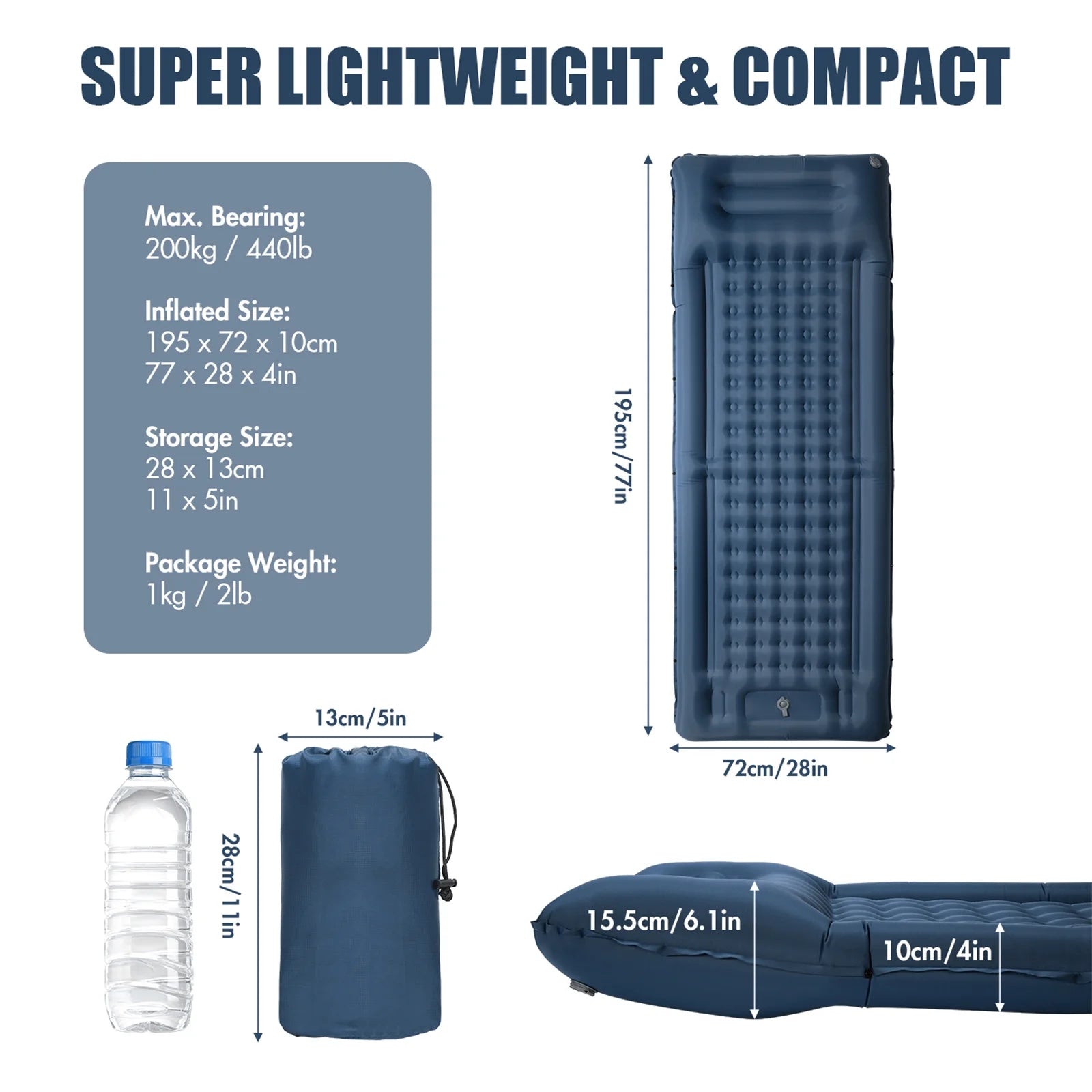 Inflatable Sleeping Pad 4 Inch Thick Air Mattress D620