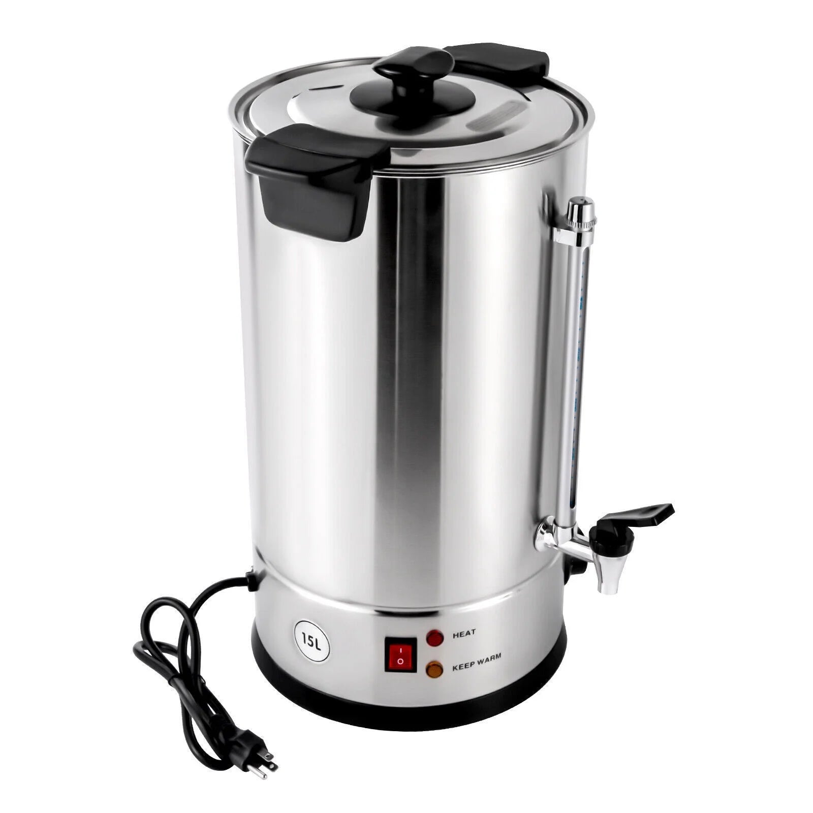 15L Stainless Steel Electric Tea Urn Hot Water Boiler 1400W X363