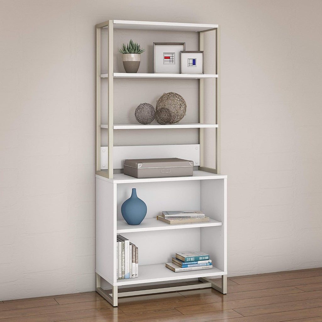 White Bookcase with Hutch E2830