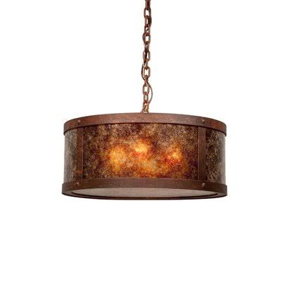 3-Light Drum Chandelier Old Iron Amber Mica R135