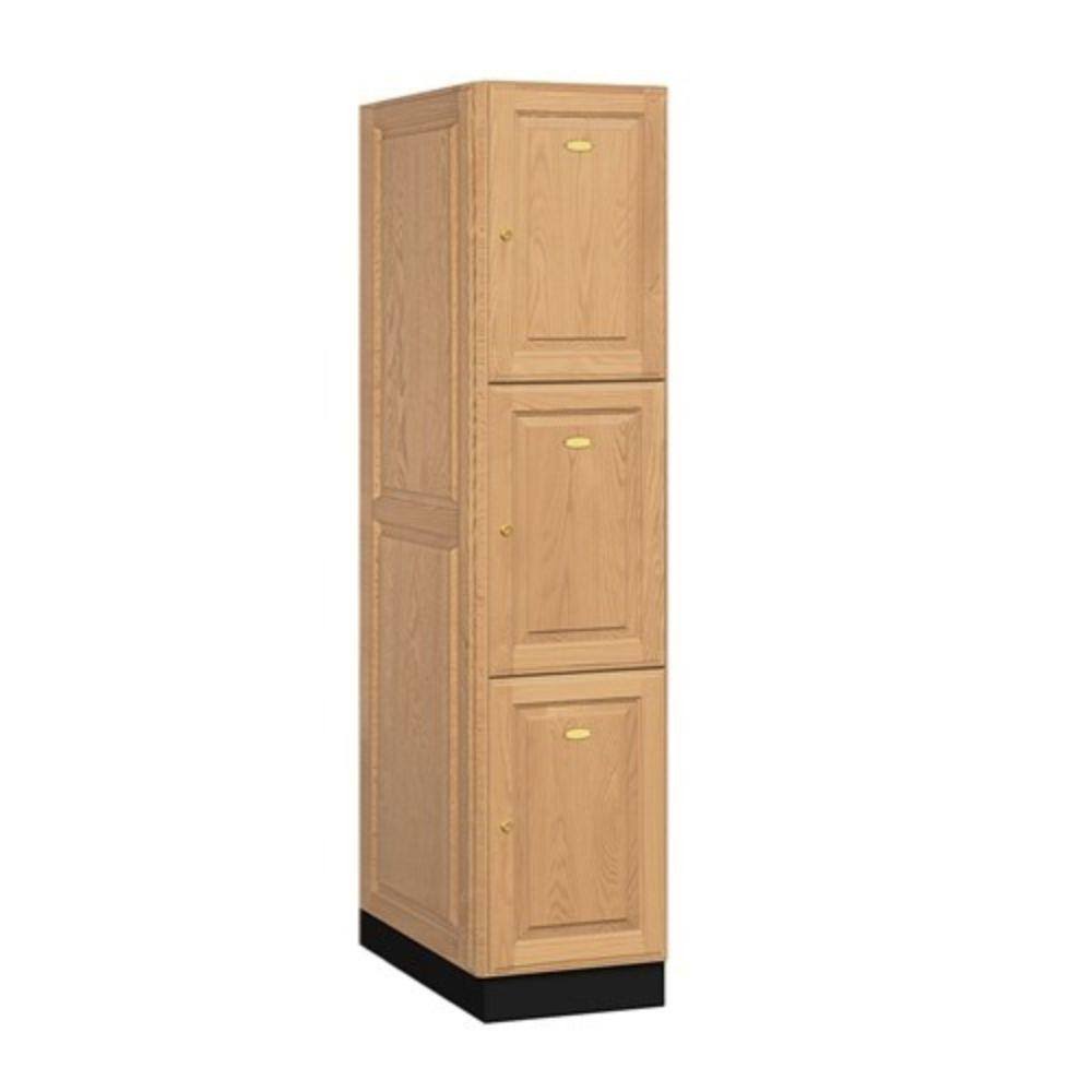 Solid Oak 3-Tier Executive Locker E7404