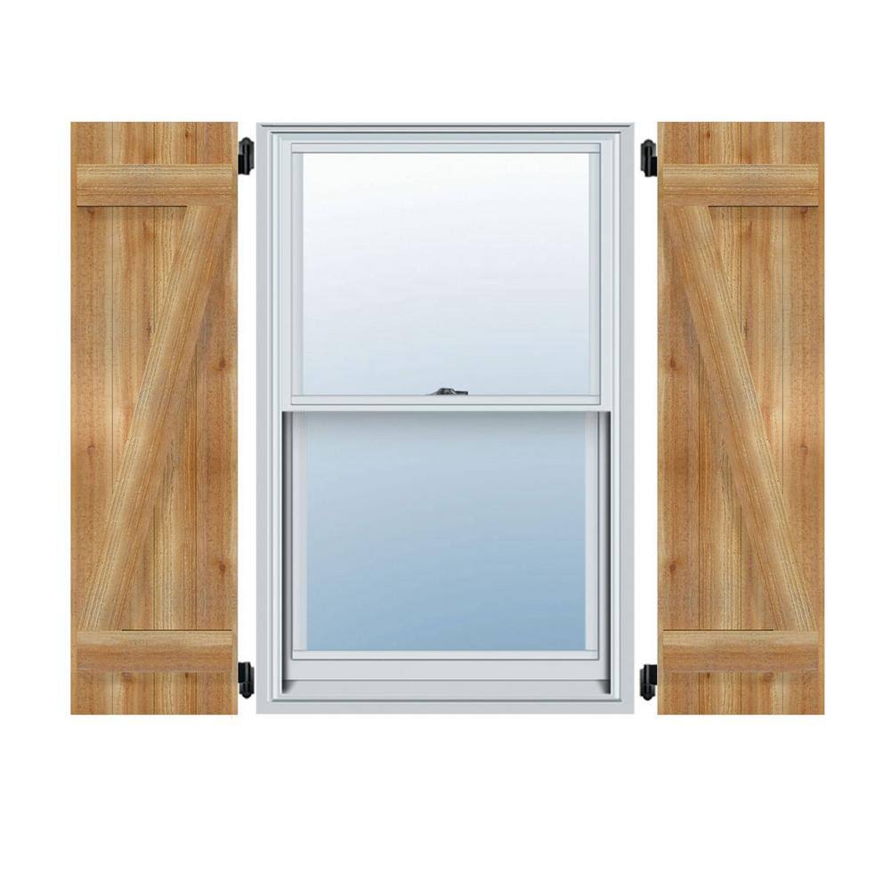 Rough Sawn Western Red Cedar Board-n-Batten Shutters with Z-Bar I36407