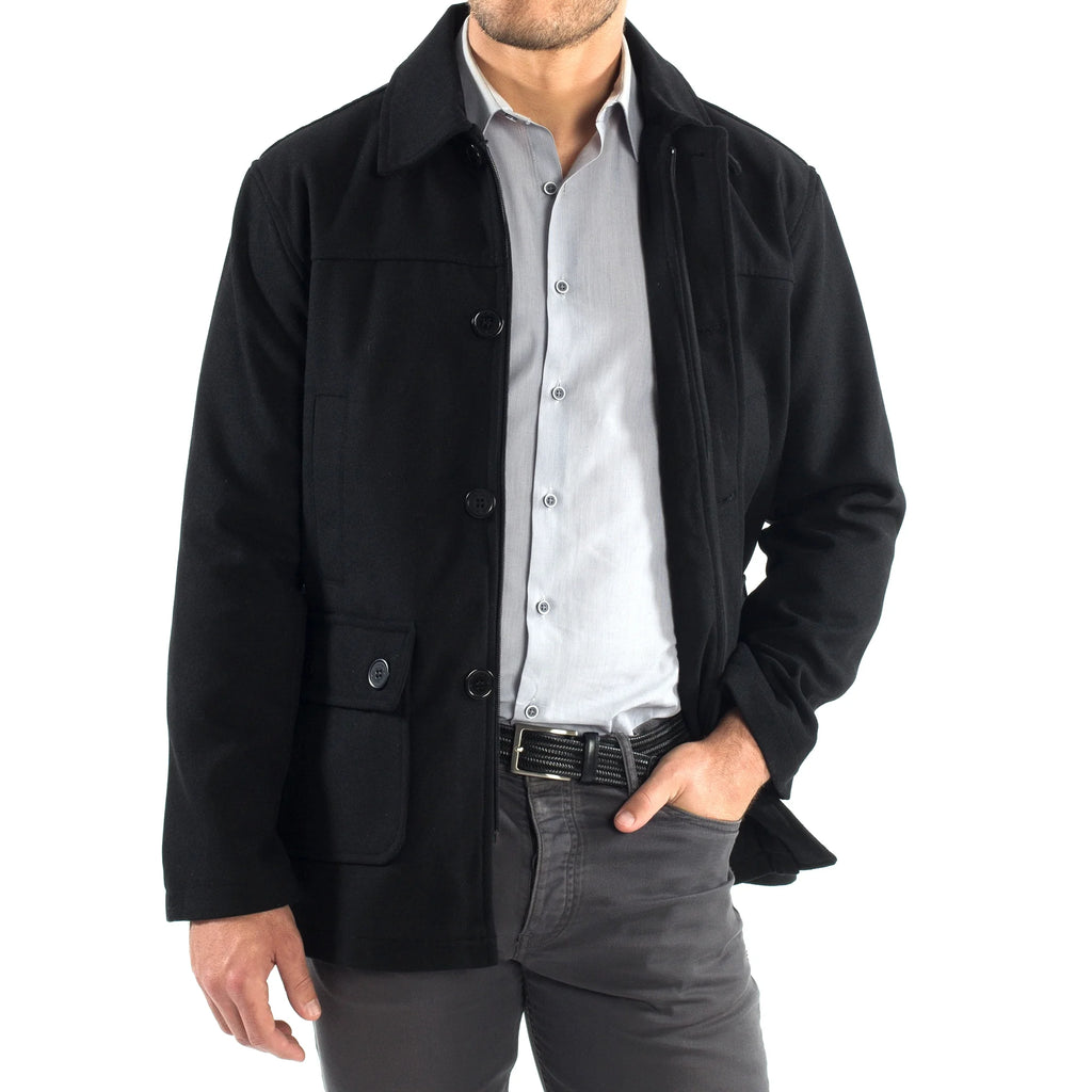 Wool Blend Barn Coat Cargo Pocket Jacket G27939