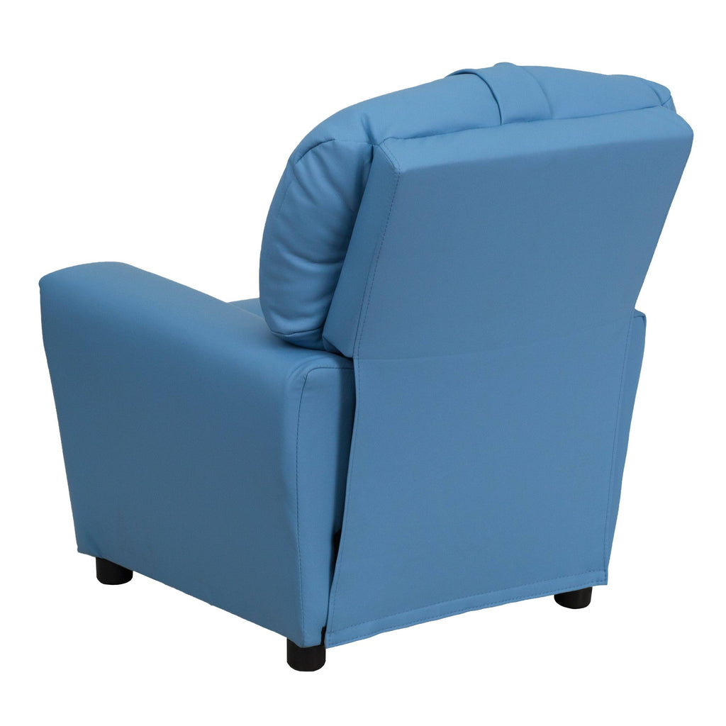 Light Blue Vinyl Kids Recliner with Cup Holder D18123