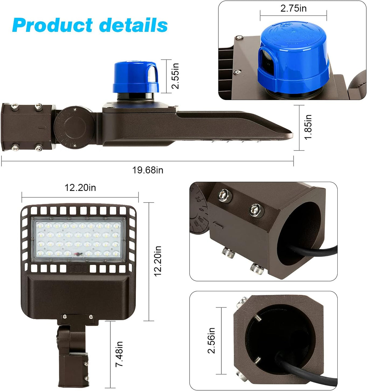 150W LED Parking Lot Light 19500LM 5000K Adjustable Slip Fit Mount IP65 Waterproof W7929