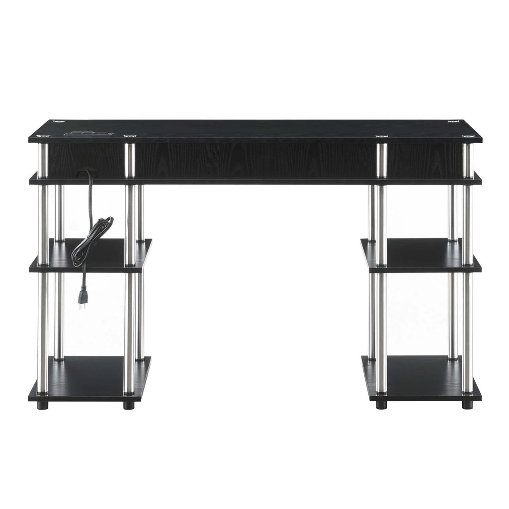 Black Student Desk with Charging Station and Shelves Y762