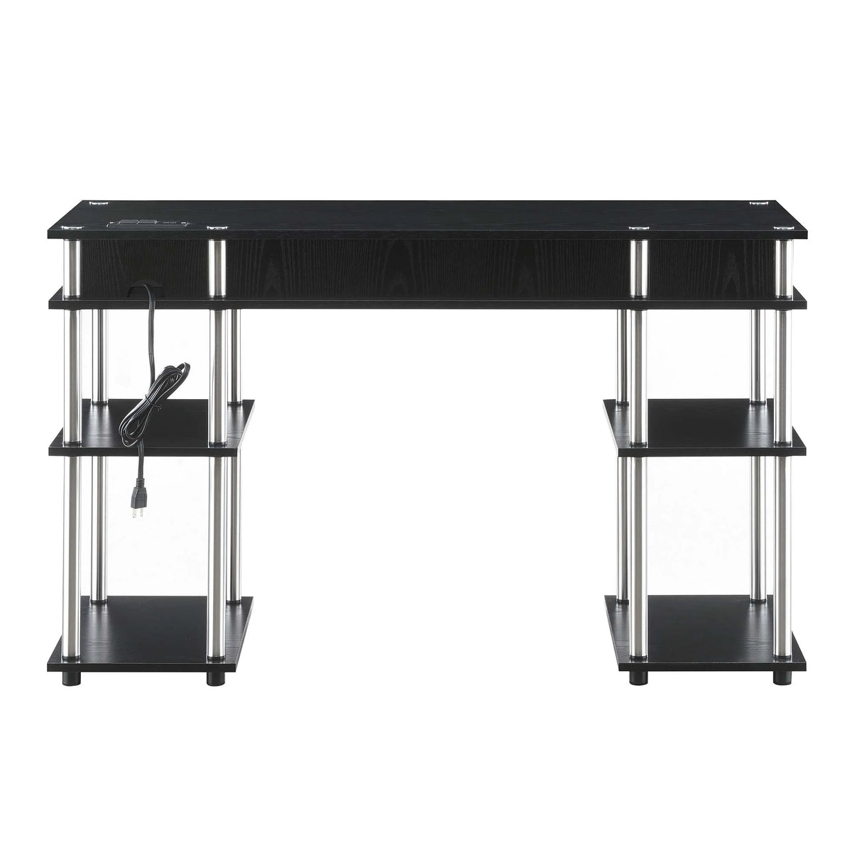 Black Student Desk with Charging Station and Shelves Y762