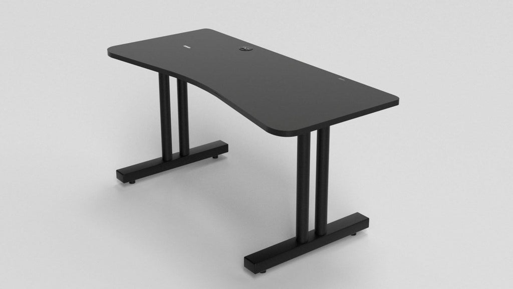 Black Gaming Desk with Infinity Mousepad and Built-in Cellphone Charger D4968