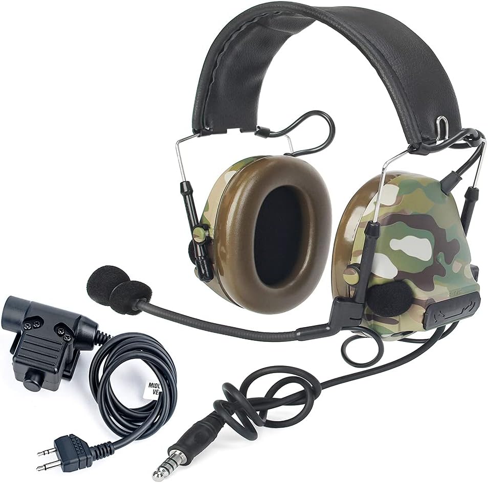 Tactical Headset with Push-to-Talk Noise Reduction Headphones Set Q334992