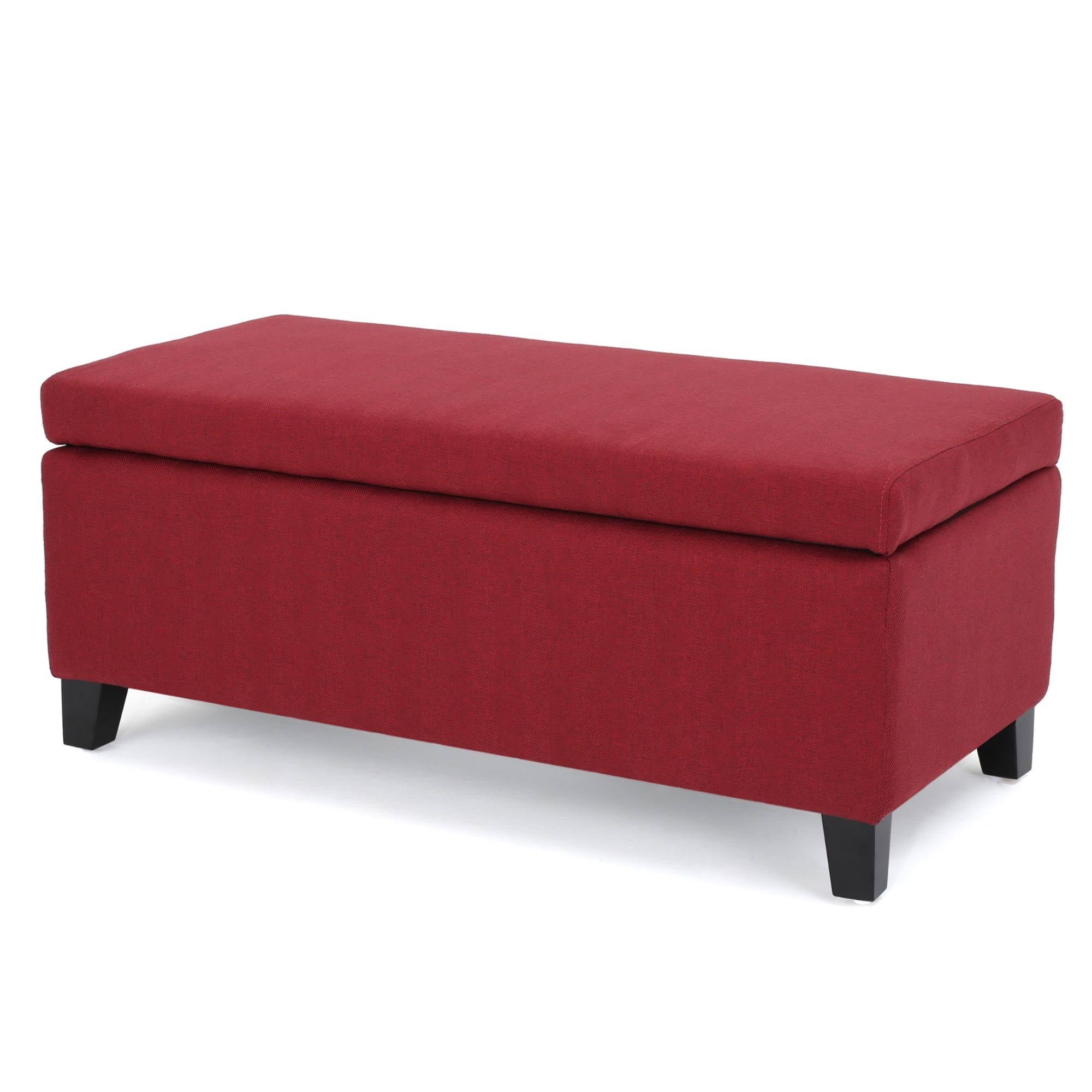 Red and Brown Rectangular Storage Ottoman X25529